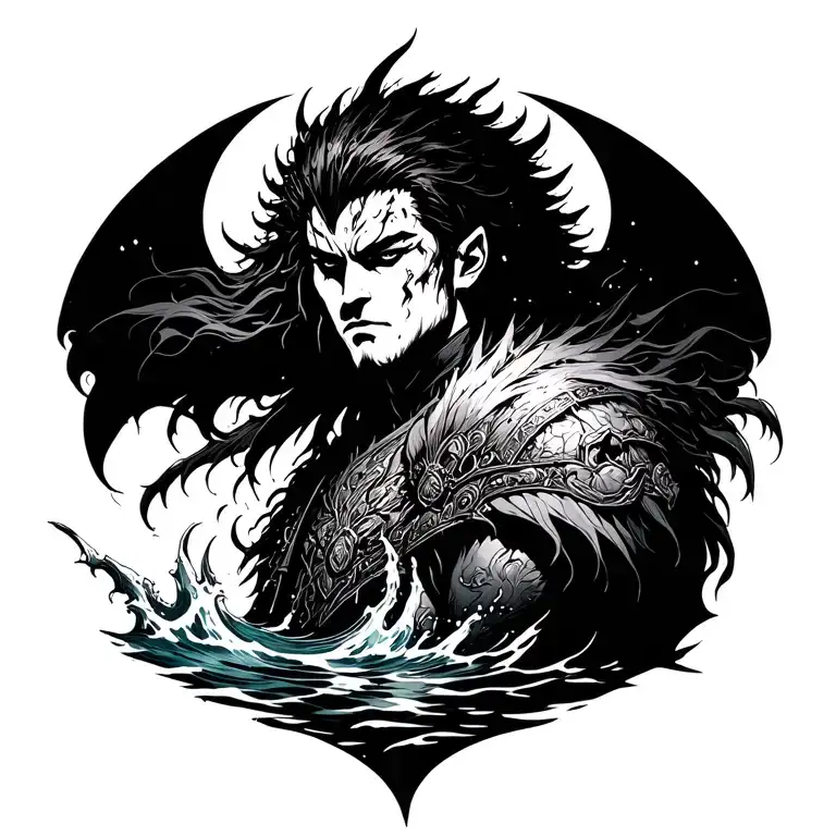 berserk of water (warrior) tattoo design idea
