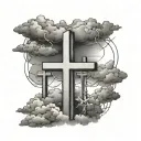 3 three crosses with storm clouds tattoo design idea