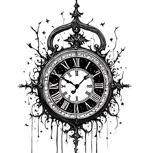 clock cemetery cries tattoo design idea