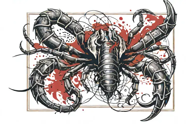 Create a back tattoo that reads "Bella" with elements of a scorpion and bull print tattoo design idea