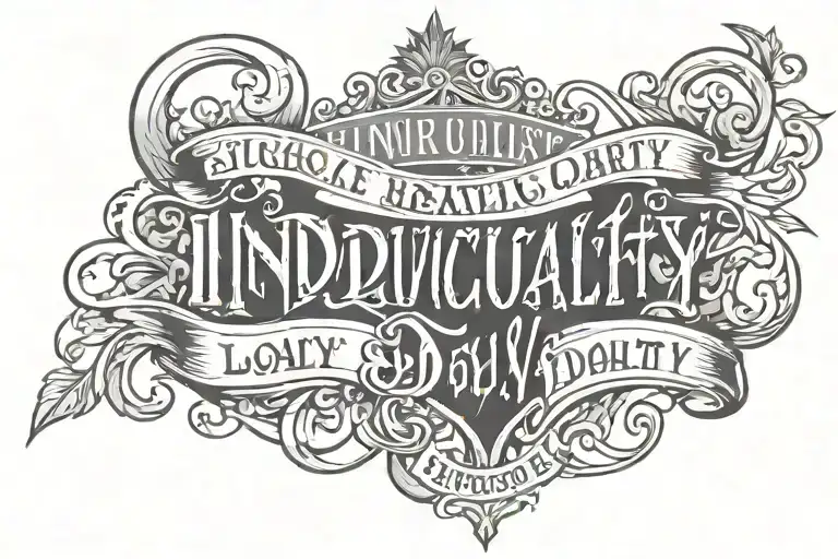individuality, struggle, loyalty, and ambition lettering tattoo design idea