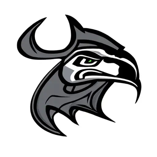 Seahawks logo intertwined Batman symbol tattoo design idea