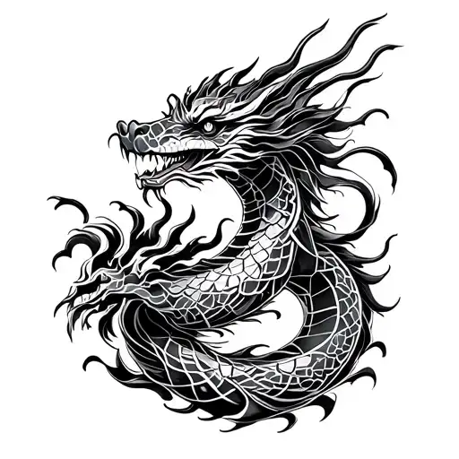 Water Chinese dragon tattoo design idea