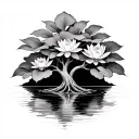 tree of life with water lily tattoo design idea