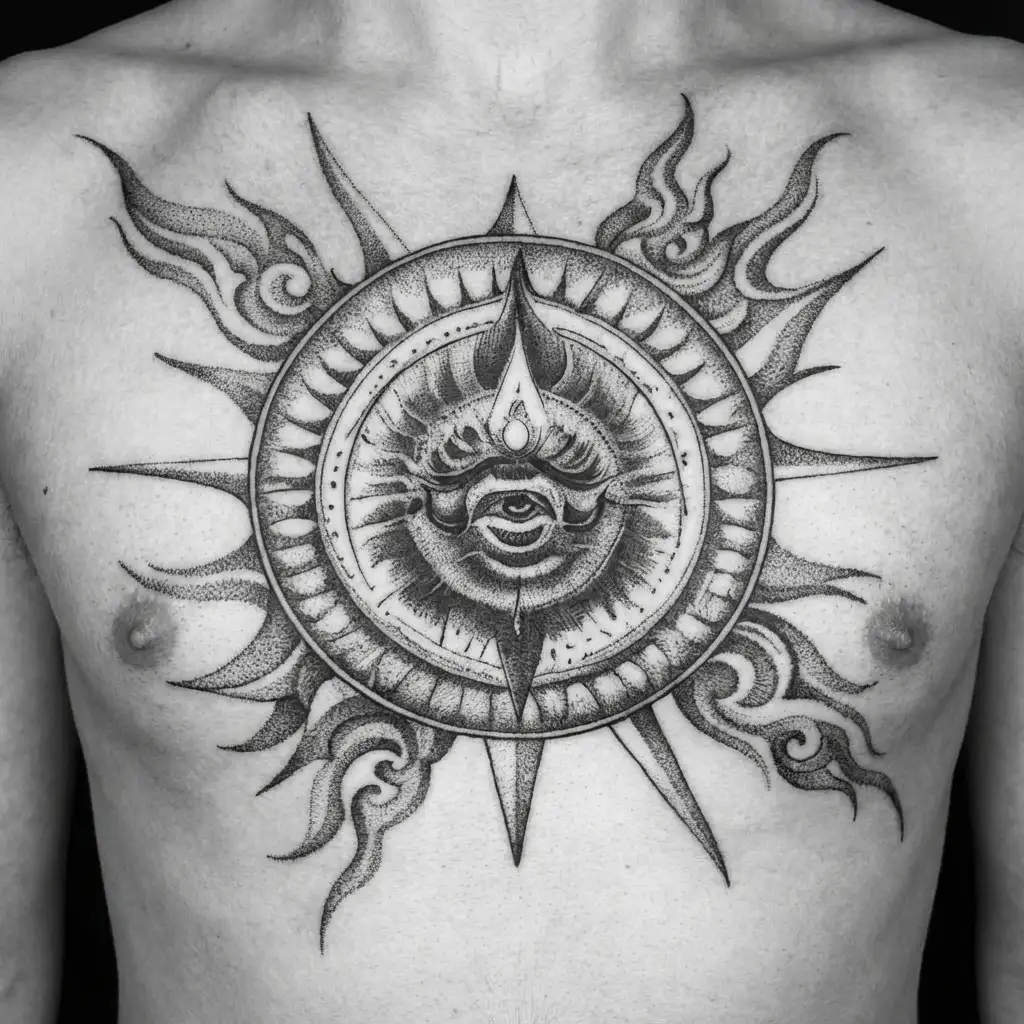 Mahabharat karna sun symbol on antha Asti prarambh test tatto tattoo design idea
