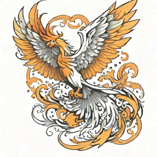 phoenix with outstretched wings tattoo design idea