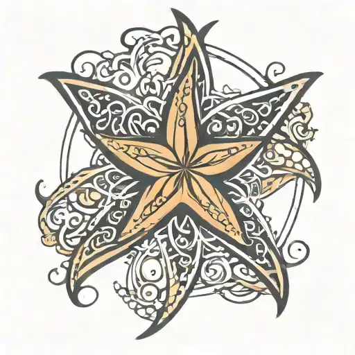 adoption symbol intertwined with starfish tucked inside tattoo design idea