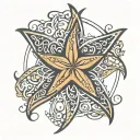 adoption symbol intertwined with starfish tucked inside tattoo design idea