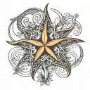 adoption symbol intertwined with starfish tucked inside tattoo design idea