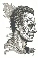 michael myers face split tattoo design idea