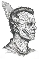 michael myers face split tattoo design idea