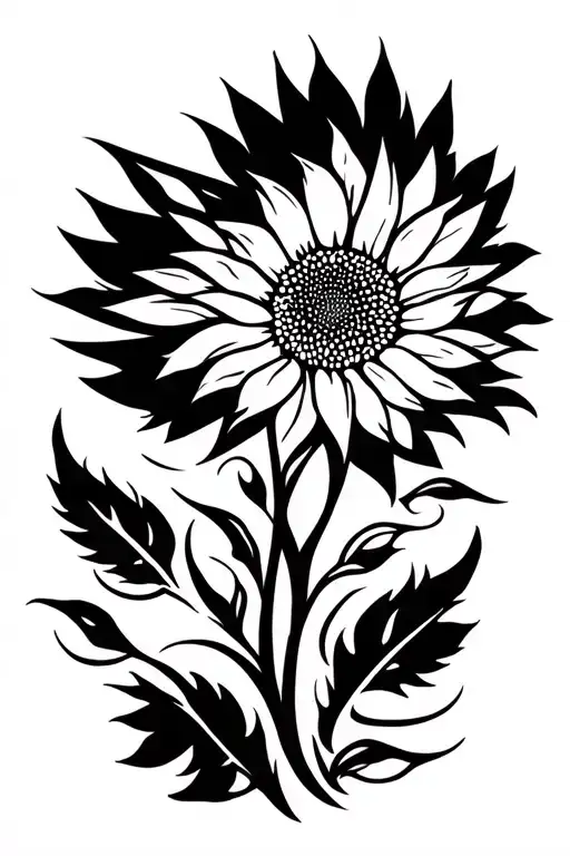 sunflower intertwined tattoo design idea