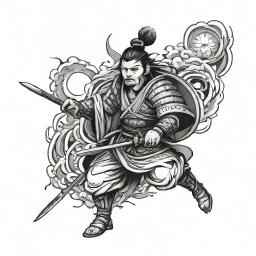 A japanese  warrior never give up attitude with no extra visuals. tattoo design idea