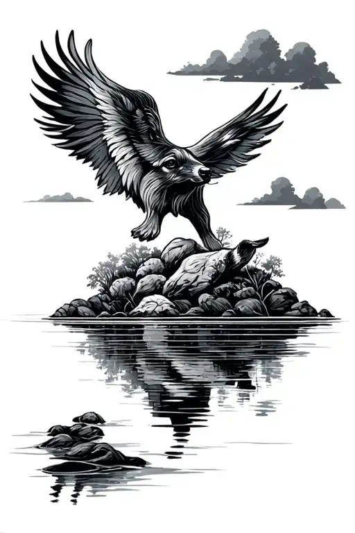 Yorkshire and water with reflection tattoo design idea