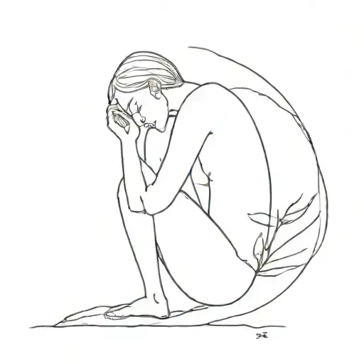 deep sorrow loneliness tattoo design idea