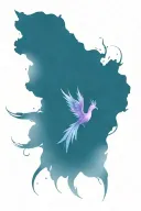 open book with phoenix rising from explosion of magic purple blue tattoo design idea