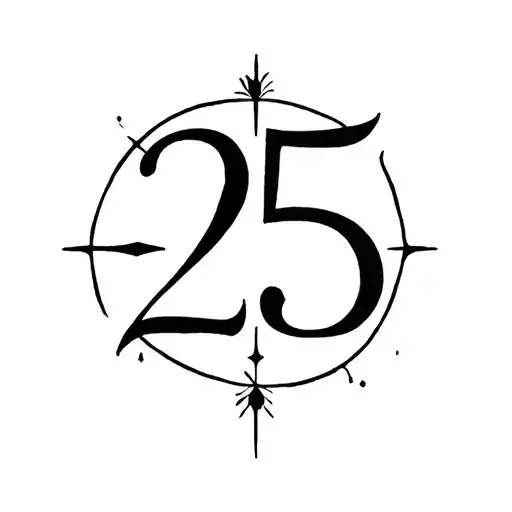 Taurus, Virgo, Libra astro sign and number 25 tattoo design idea