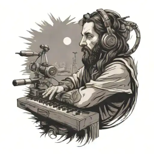 sound desk and Jesus tattoo design idea