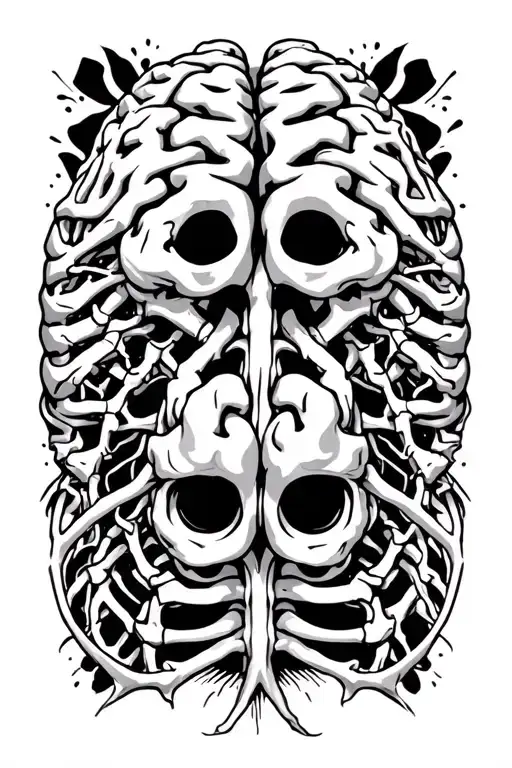 Brain with nervous system and spine tattoo tattoo design idea