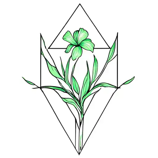 euclid geometry with an iris flower green and black tattoo design idea