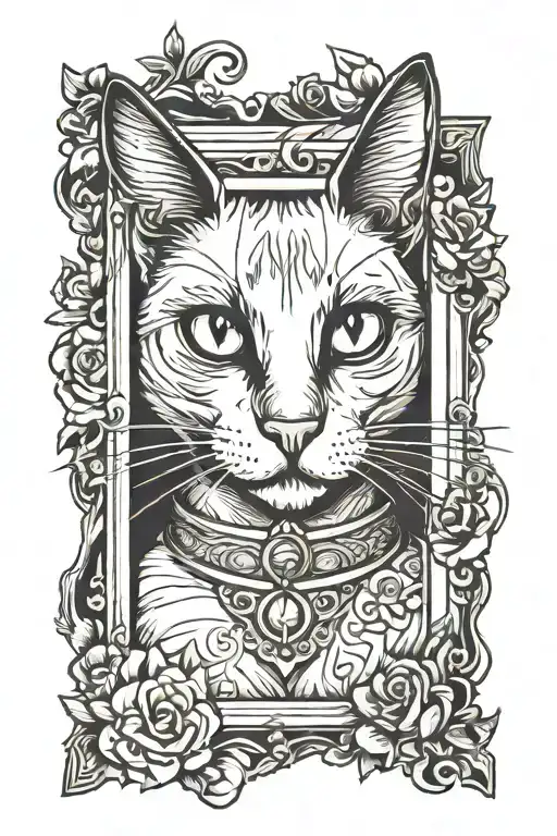 Siamese cat in a picture frame tattoo design idea
