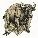 bucking Bull with stop sign and highway  tattoo design idea