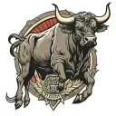 bucking Bull with stop sign and highway  tattoo design idea