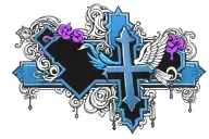 Christian cross Tatoo design combining with rosary and dove  tattoo design idea
