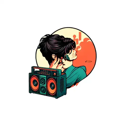 watching your back tattoo design inspired by mental health issues make it with a stereo and speakers theme tattoo design idea