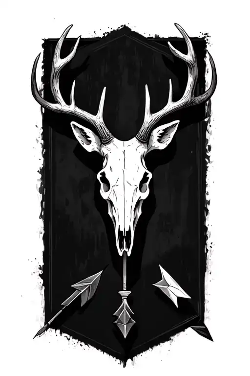 arrow with a deer skull  tattoo design idea
