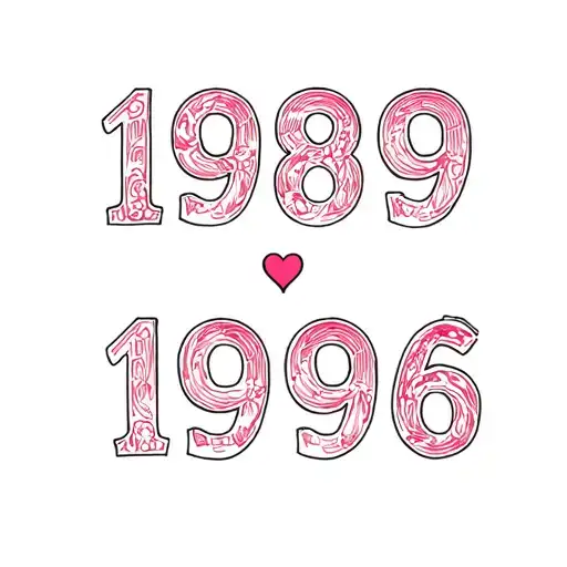 "1989 ❤️ 1996" Numbers side by side tattoo design idea