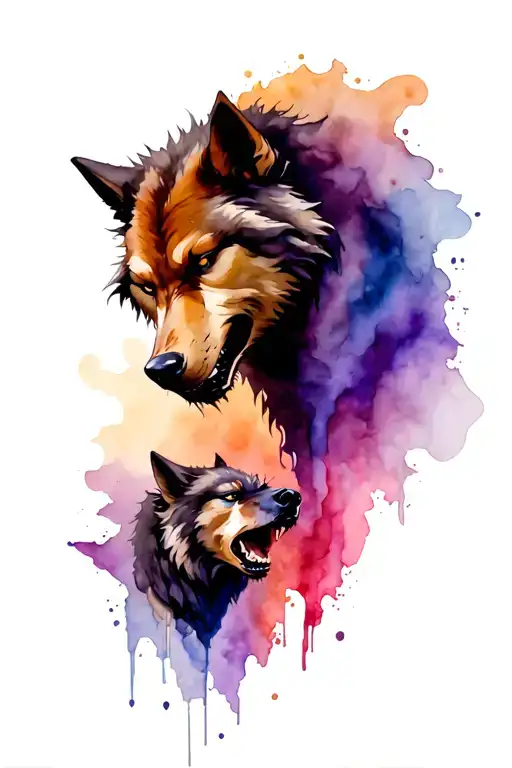 werewolf and cerberus tattoo design idea