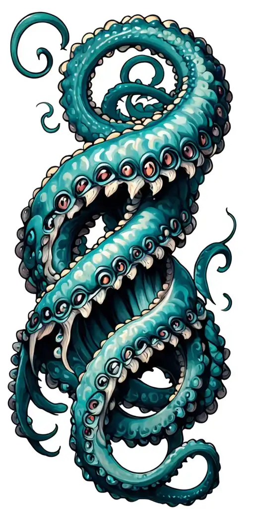 Kraken tentacle wrapped tattoo design idea