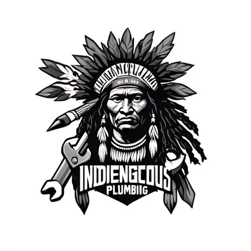 "Indigenous Plumbing " "Indigenous Plumbing " dread lock Native American holding a wrench tattoo design idea