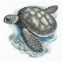 Hawaiian sea turtle swimming tattoo design idea