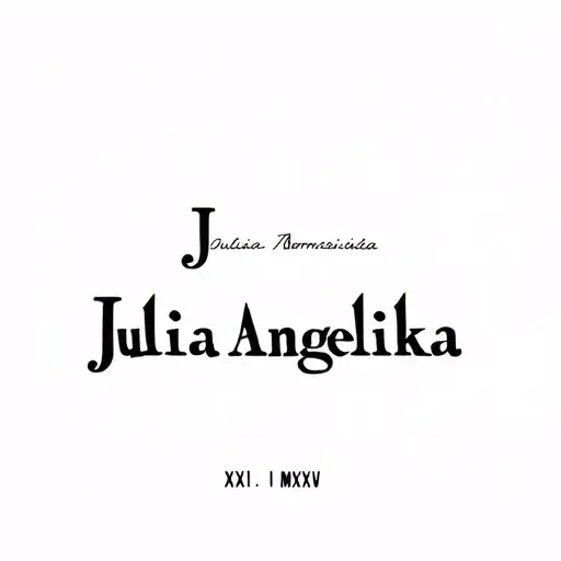 The name: Julia Angelika in Italian font style, and below the name the date XI.XXI.MXXIV tattoo design idea