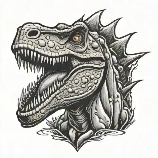 comic book sexy dinosuar tattoo design idea