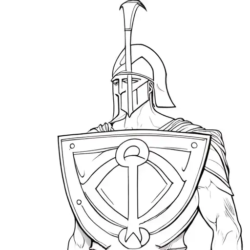 Imagine the Spartan in full height, standing against the background of a narrow gorge. His shield covers his chest, lambda burns brightly on it tattoo design idea