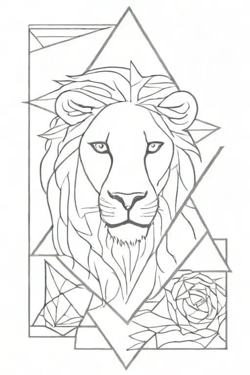 A lion with a cigarette in its mouth around me, triangle and rhombus designs for a tattoo on the arm tattoo design idea
