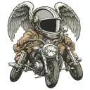 2 pair of baby angel wings holding a motorbike helmet tattoo design idea