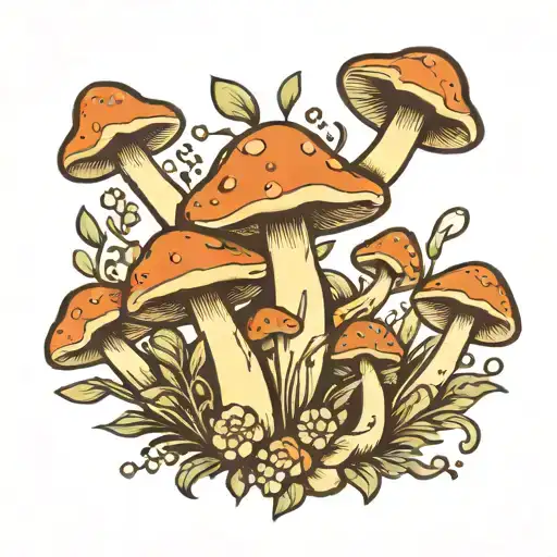 mushrooms tattoo design idea