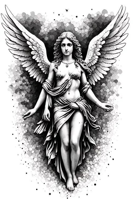 six wing angel tattoo design idea