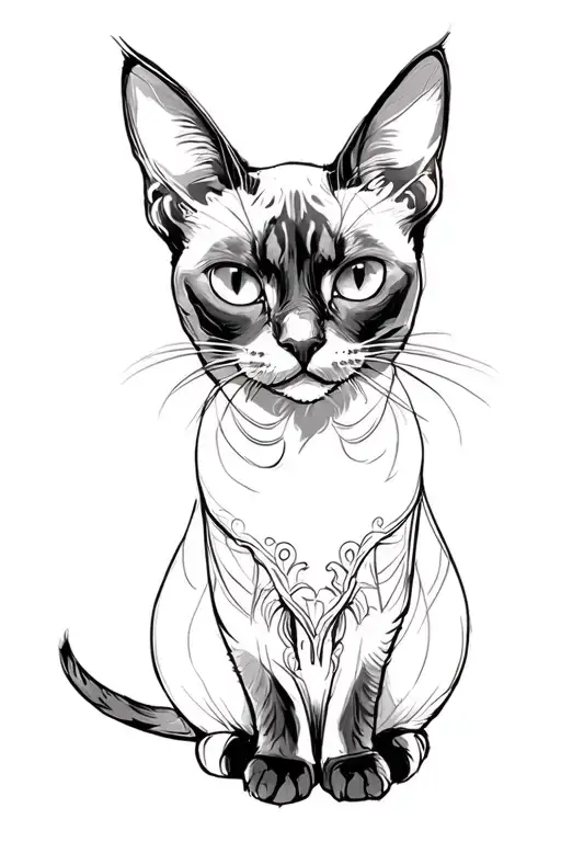 evil queen siamese cat tattoo design idea