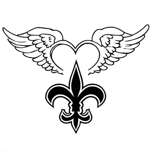 New Orleans saints logo intertwined with heart and wings  tattoo design idea