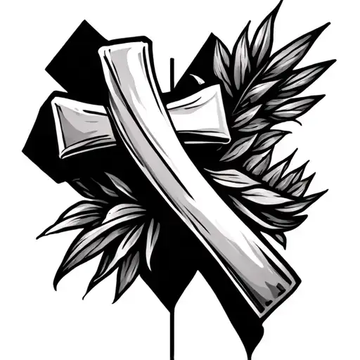 cross with cancer ribbon  tattoo design idea