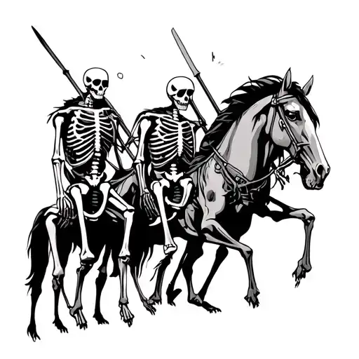 4 horsemen of the apocalypse skeletons tattoo design idea