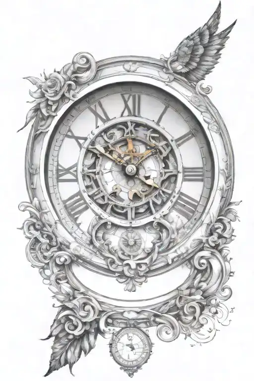 clock face with roman numerals tattoo design idea