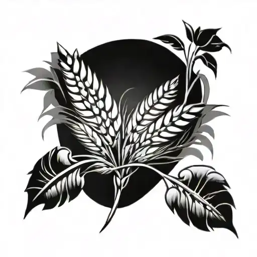 wheat and flowers intertwined tattoo design idea