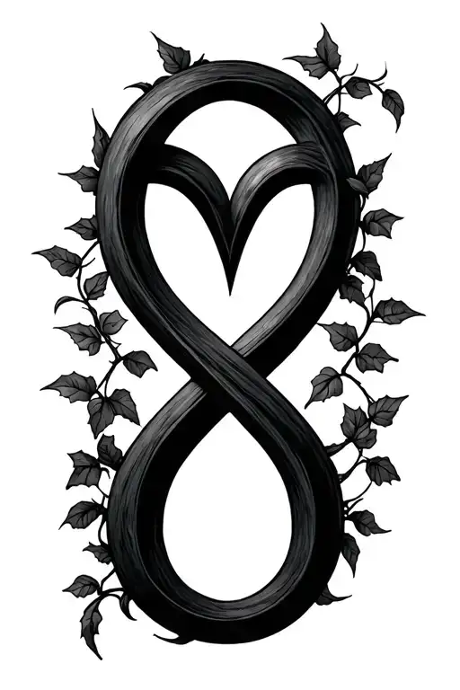 GOTHIC STYLE INFINITY SYMBOL IN IVY tattoo design idea