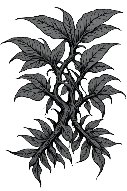 two ayahuasca vines growing tattoo design idea